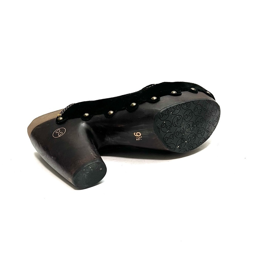Vintage 1990s black suede wooden platform slip on clogs - Picture 8 of 8
